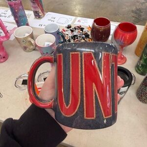 Bold Curse Swear Red and Black Glitter Mug Handmade